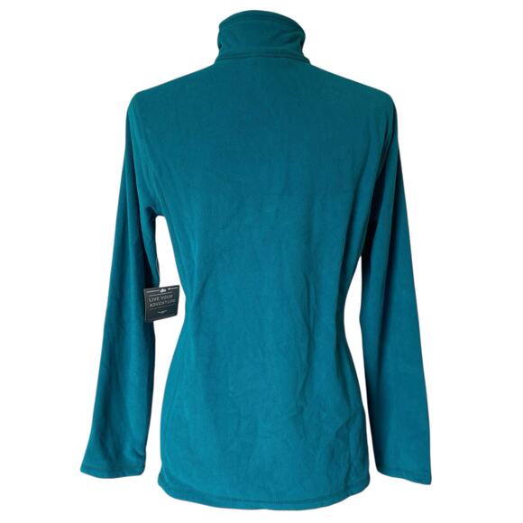 NEW EDDIE BAUER Quarter Zip Fleece Jacket Teal Blue Green Size Medium Petite - Picture 3 of 6